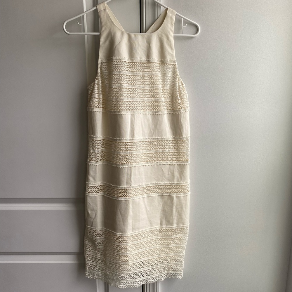 Beautiful Cream Loft Dress With Lace Detail Size 2